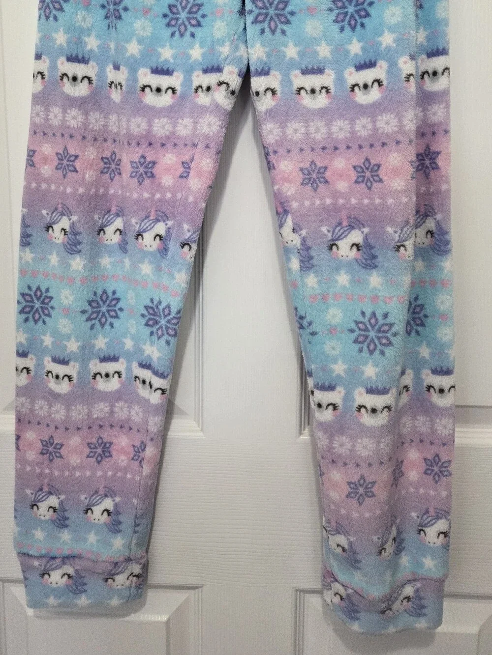 The Children's Place Girls Unicorn Blue & Purple Soft Fleece Pajamas Size XL 14